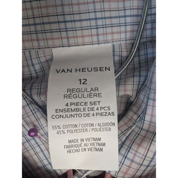 NWT Van Heusen 4 Piece Set Boys Size 12 Blue Pink Vest Pant Set - Picture 8 of 8